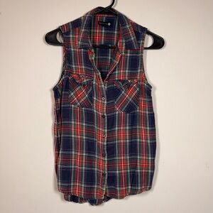 Cotton On Blue and Red Plaid Tank Top
